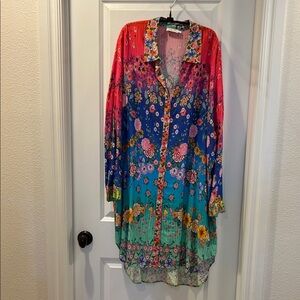 Johnny Was Multicolor Floral Midi Dress